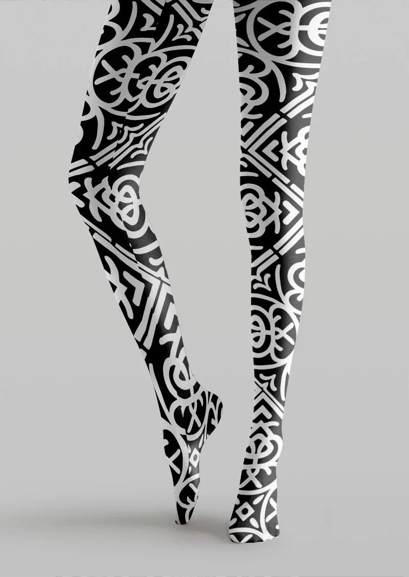 Viken Plan Baroque Geometric Shape Tights Hosiery Pantyhose