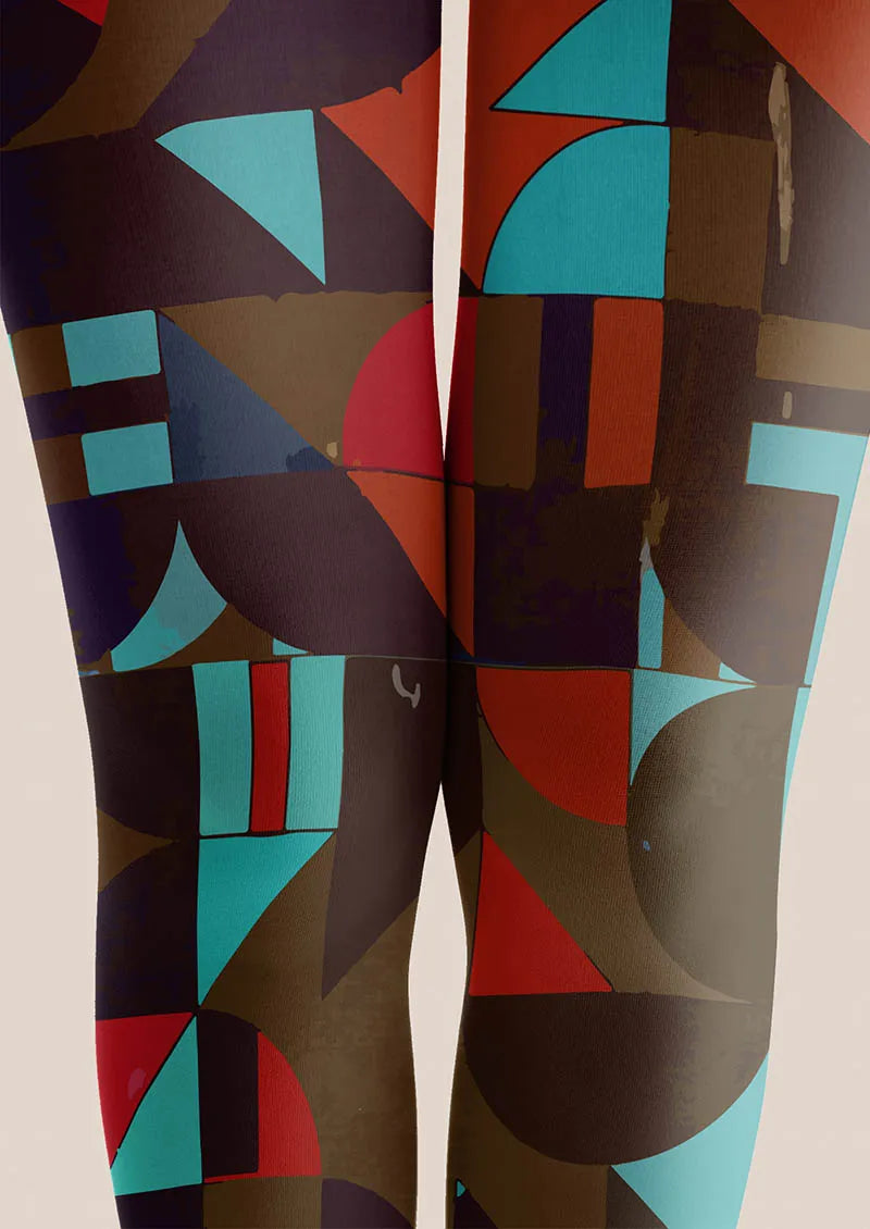 Viken Plan Color Clash Geometry Tights Hosiery Pantyhose