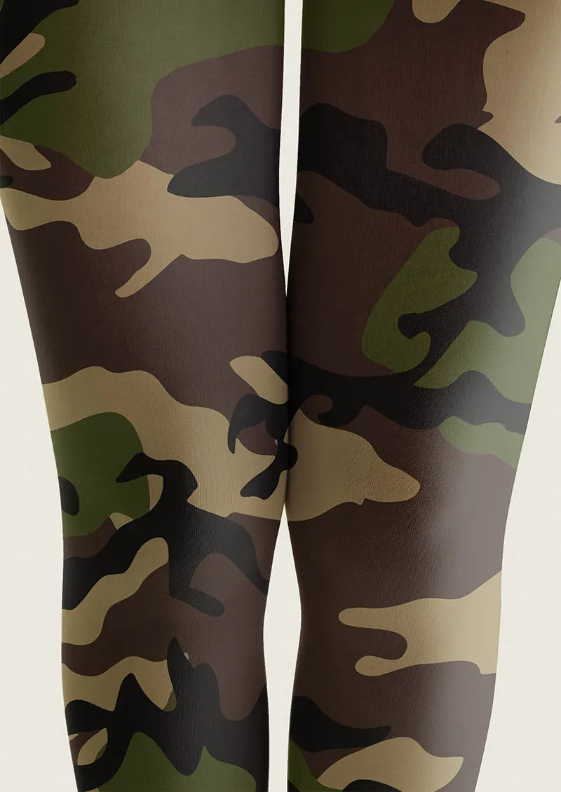 Viken Plan Fun Art Camo Whisper Tights Hosiery Pantyhose
