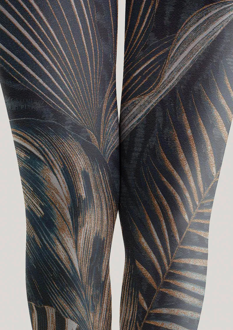 Viken Plan Floral pattern Palm Shadow Tights Hosiery Pantyhose
