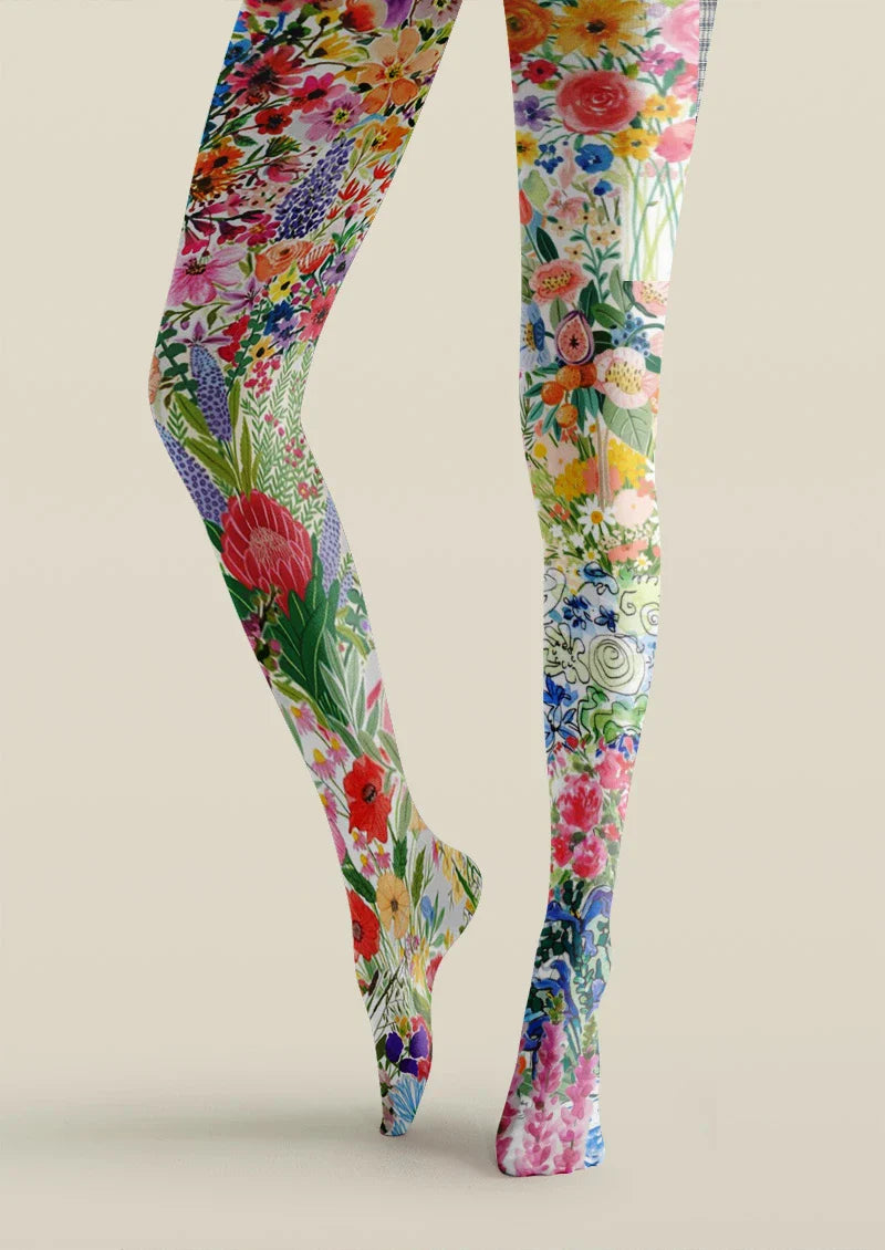 Viken Plan Colorful Abstract Garden Tights Hosiery Pantyhose