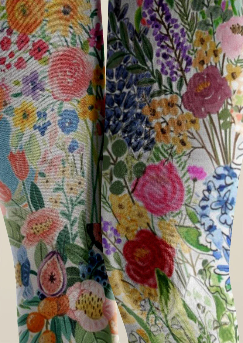 Viken Plan Colorful Abstract Garden Tights Hosiery Pantyhose