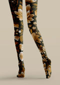 Viken Plan Brown Floral Tights Hosiery Pantyhose
