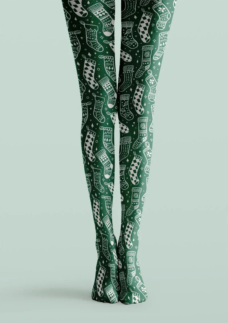 Viken Plan Green Bandana Western Tights Hosiery Pantyhose