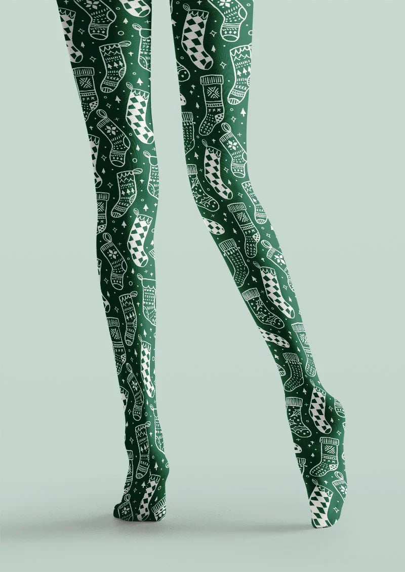 Viken Plan Green Bandana Western Tights Hosiery Pantyhose