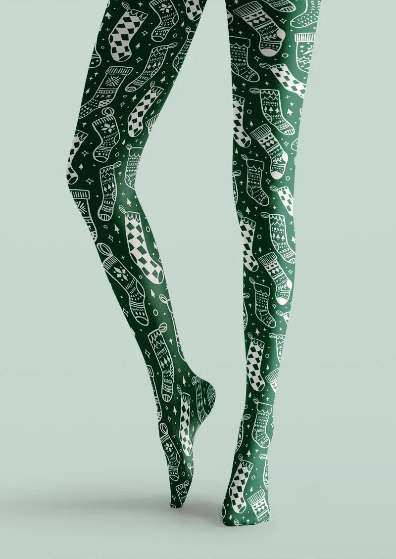 Viken Plan Green Bandana Western Tights Hosiery Pantyhose