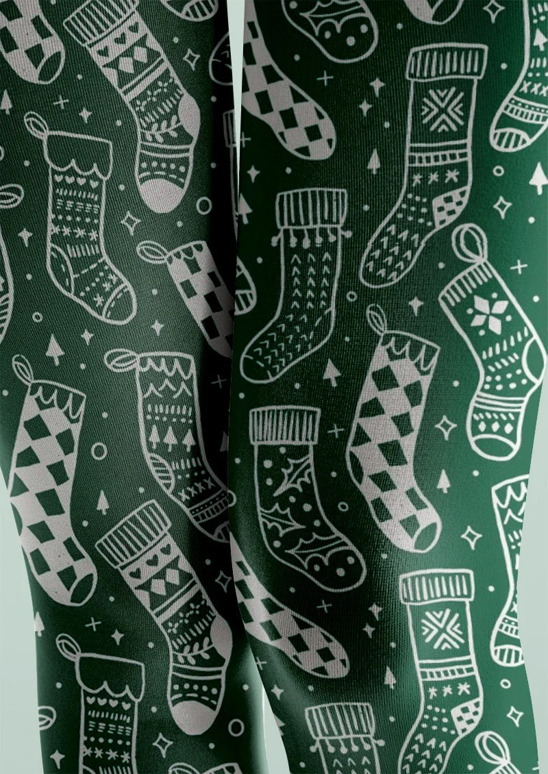 Viken Plan Green Bandana Western Tights Hosiery Pantyhose