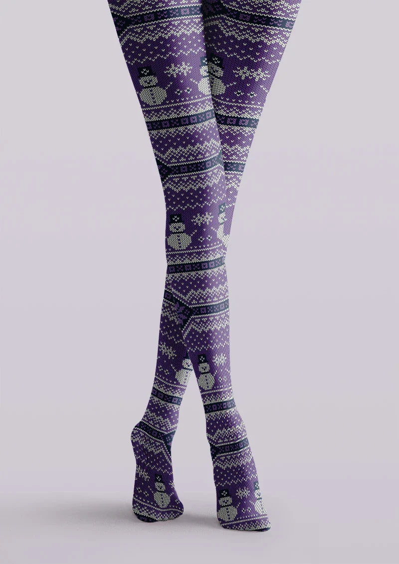 Viken Plan Christmas Snowman Graphic Tights Hosiery Pantyhose