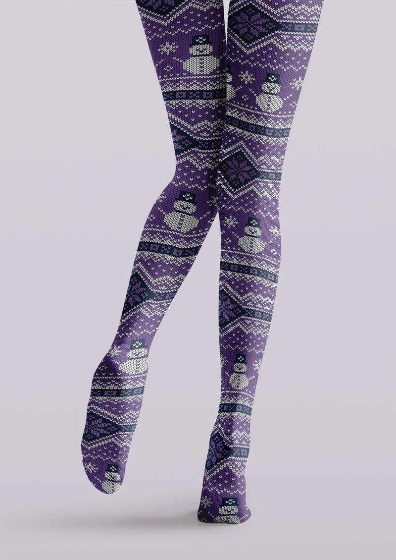 Viken Plan Christmas Snowman Graphic Tights Hosiery Pantyhose