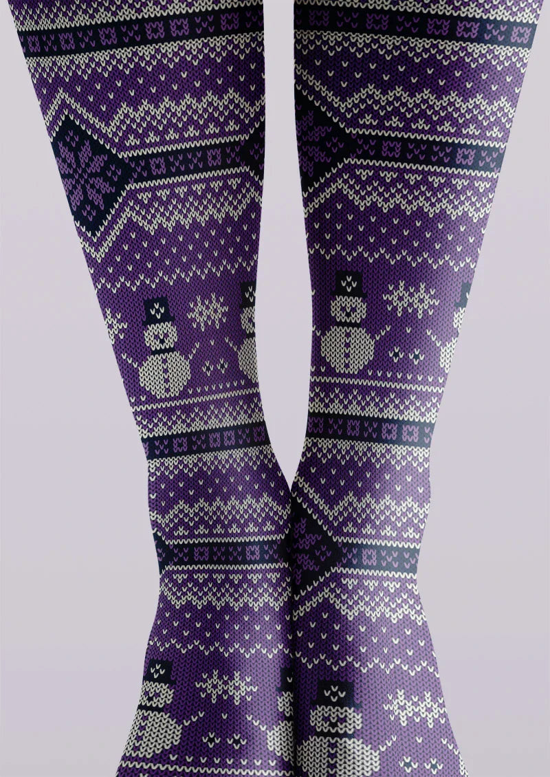 Viken Plan Christmas Snowman Graphic Tights Hosiery Pantyhose