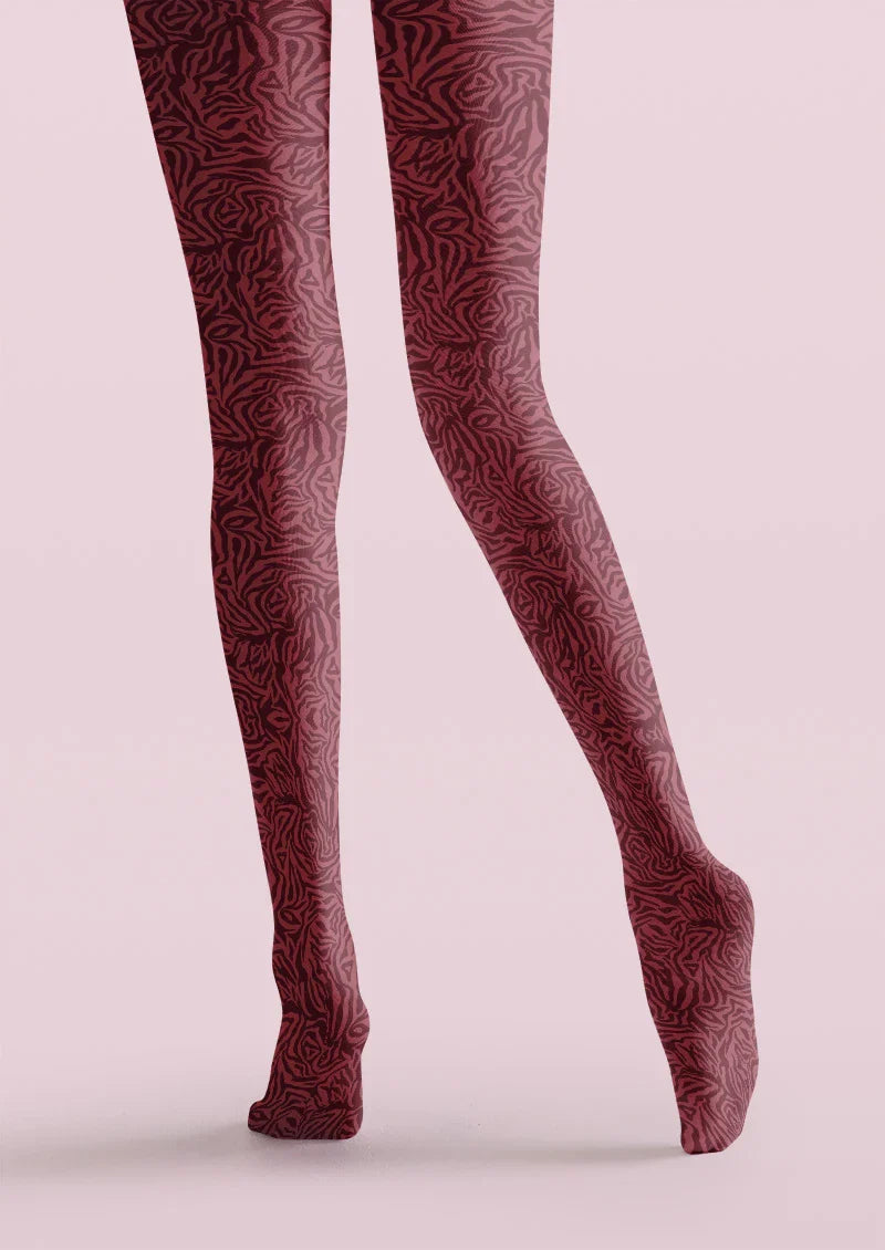Viken Plan Burgundy Rib Tights Hosiery Pantyhose
