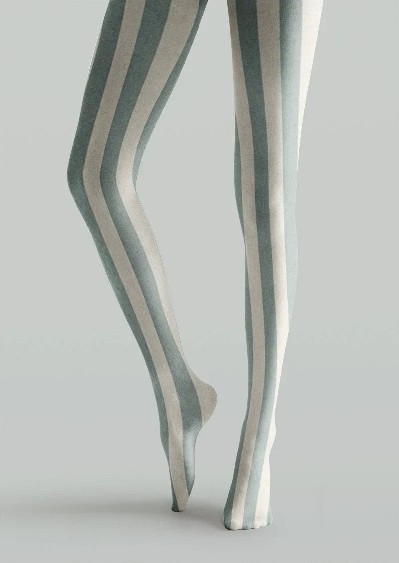 Viken Plan Cream Stripe Tights Hosiery Pantyhose