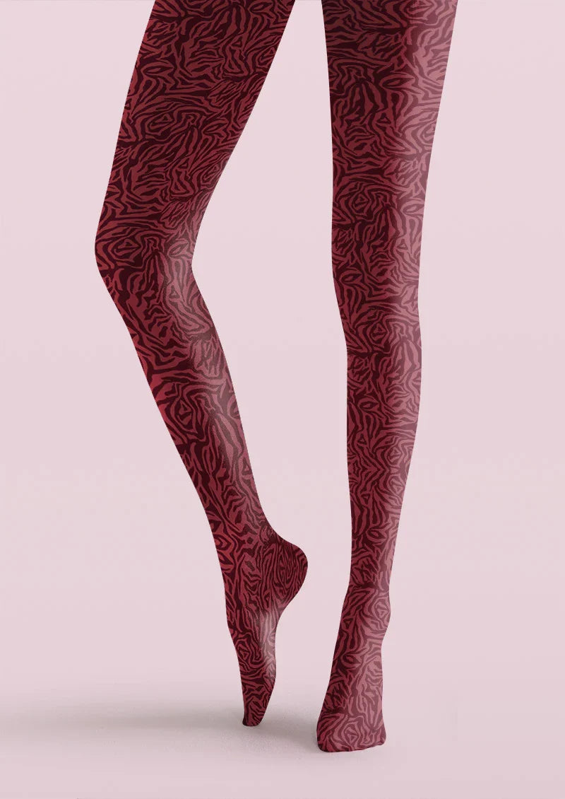 Viken Plan Burgundy Rib Tights Hosiery Pantyhose