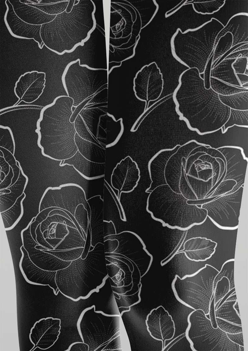 Viken Plan Floral Rose Print Tights Hosiery Pantyhose