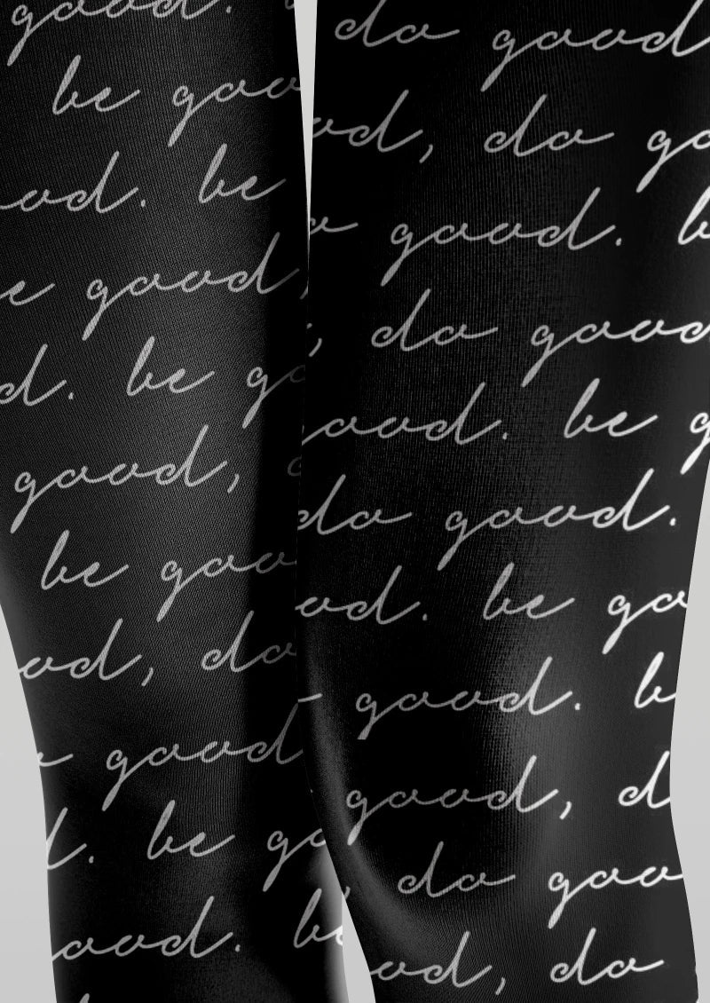 Viken Plan Black Script Letter Tights Hosiery Pantyhose