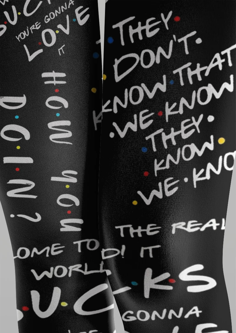 Viken Plan Handwritten Typography Graphic Tights Hosiery Pantyhose