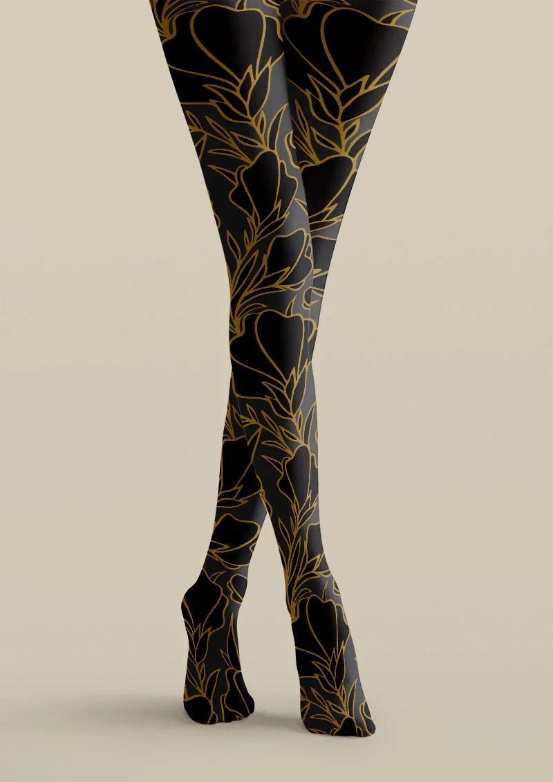 Viken Plan Floral Print Tights Hosiery Pantyhose