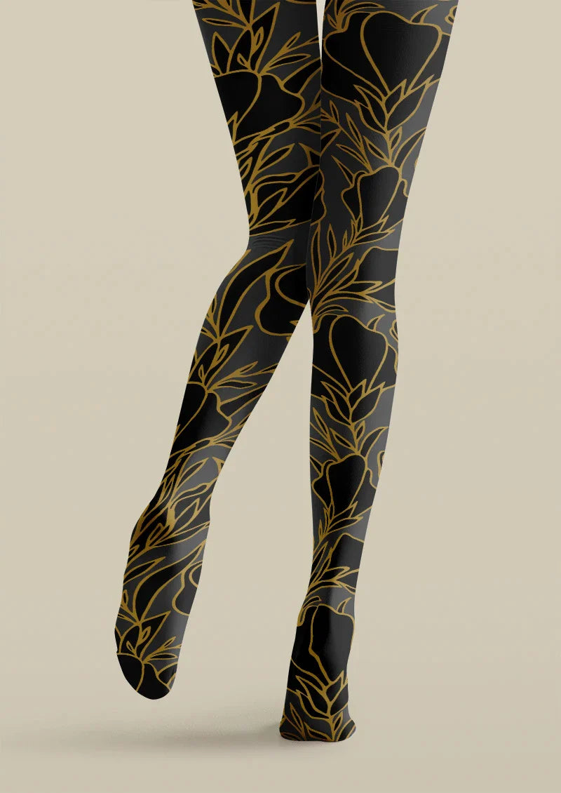 Viken Plan Floral Print Tights Hosiery Pantyhose