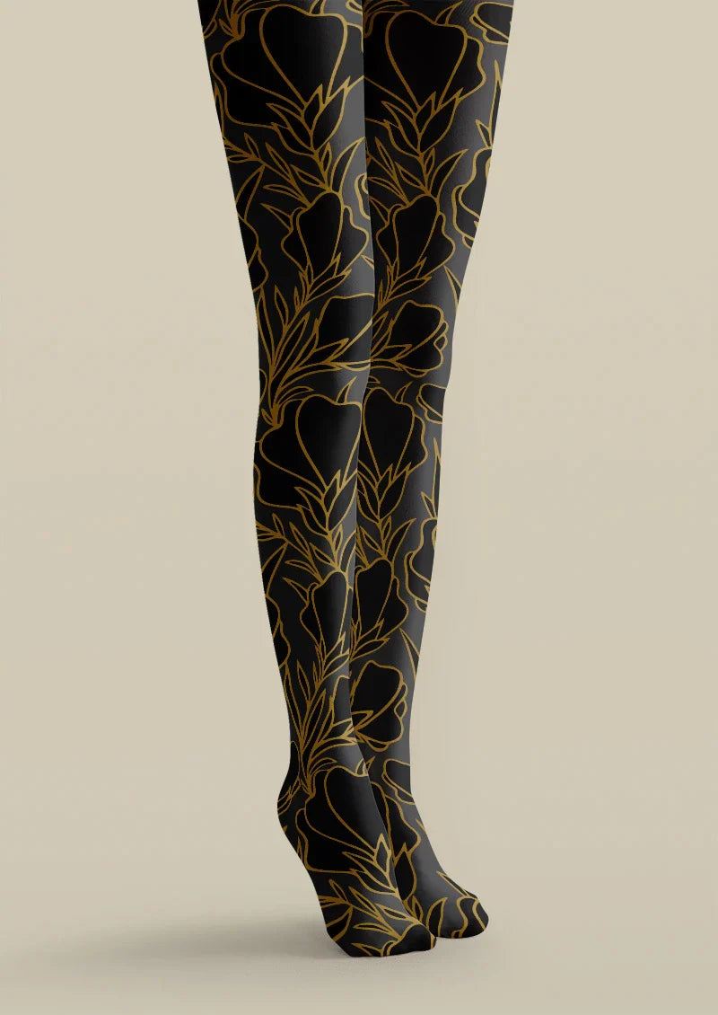 Viken Plan Floral Print Tights Hosiery Pantyhose