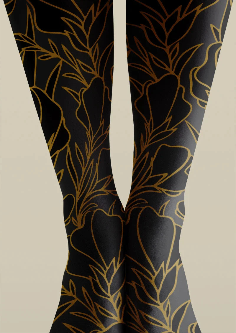 Viken Plan Floral Print Tights Hosiery Pantyhose