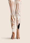 Viken Plan Golden Crane's Wings Unfurling Patterned Tights Hosiery Pantyhose