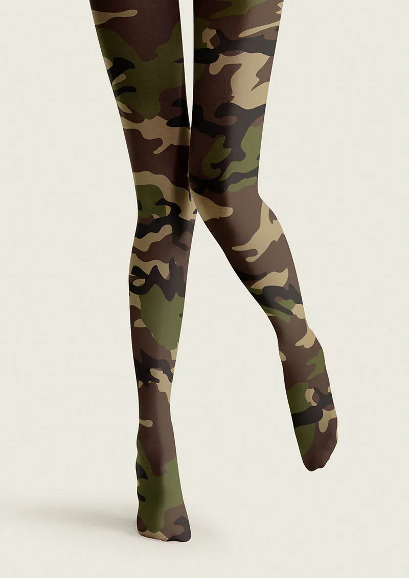 Viken Plan Fun Art Camo Whisper Tights Hosiery Pantyhose