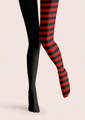 Viken Plan Black-Red Split Stripes Tights Hosiery Pantyhose