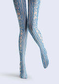 Viken Plan Floral pattern Blue Filigree Tights Hosiery Pantyhose