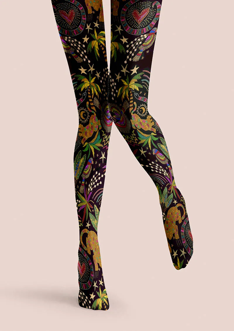 Viken Plan Mystic Tropical Night Tights Hosiery Pantyhose