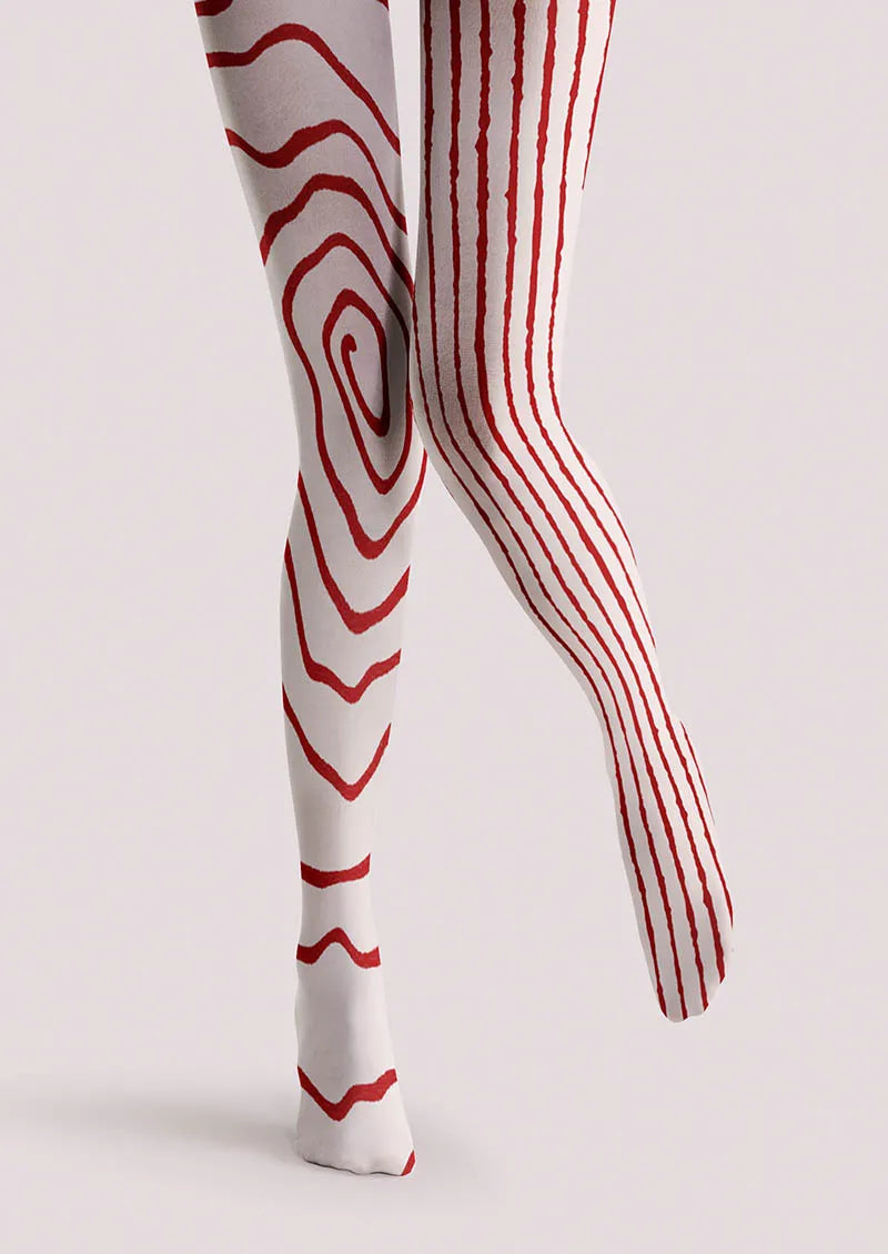 Viken Plan Red Spiral Tights Hosiery Pantyhose