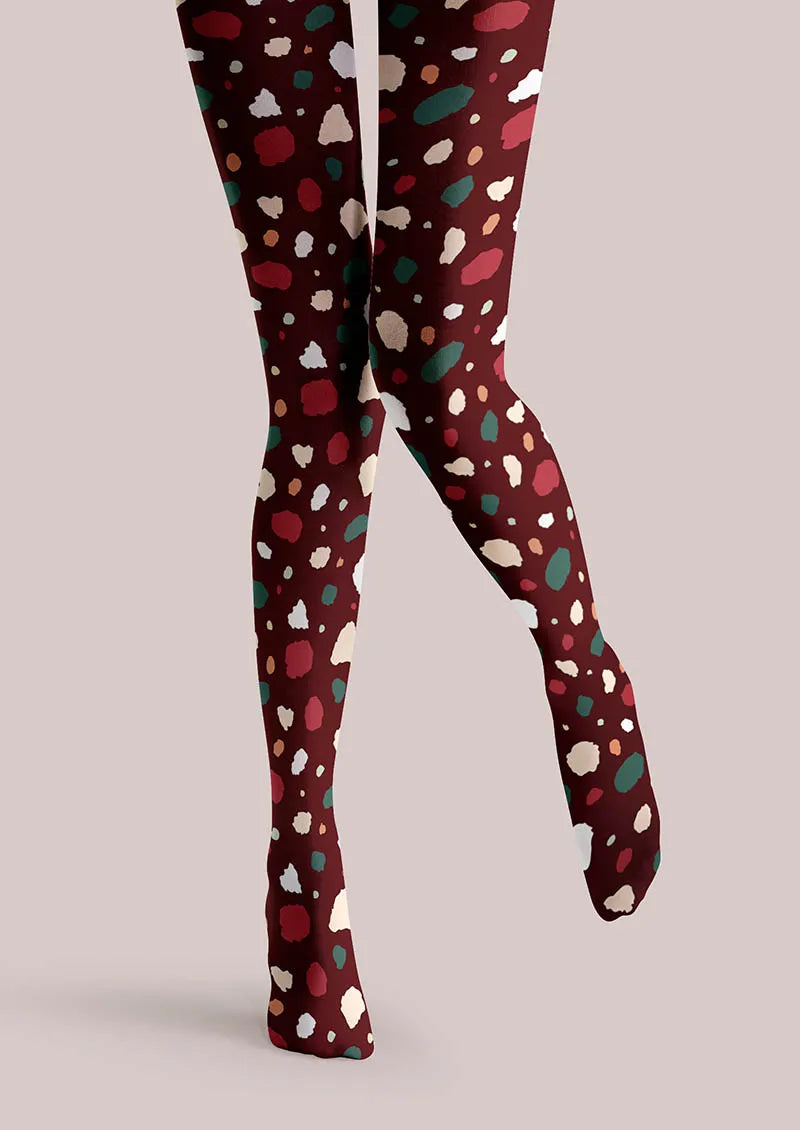 Viken Plan Berry Leopard Tights Hosiery Pantyhose