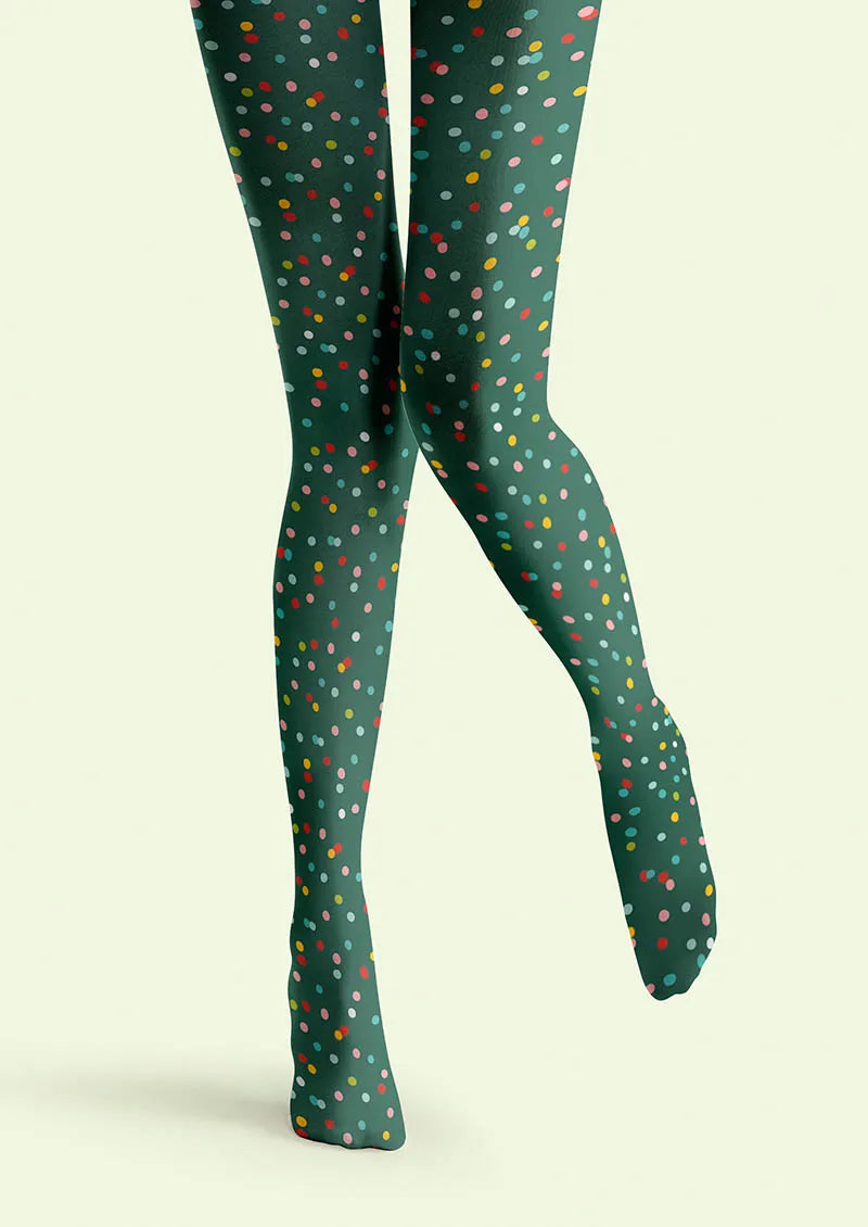 Viken Plan Green Confetti Tights Hosiery Pantyhose