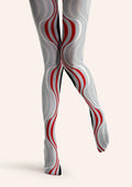 Viken Plan Geometric Art Wave Lines Tights Hosiery Pantyhose