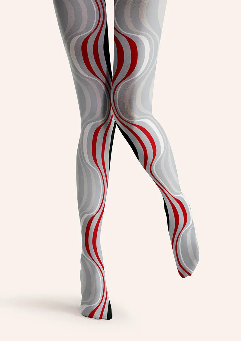 Viken Plan Geometric Art Wave Lines Tights Hosiery Pantyhose