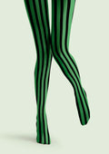 Viken Plan Green Shadow Stripe Tights Hosiery Pantyhose