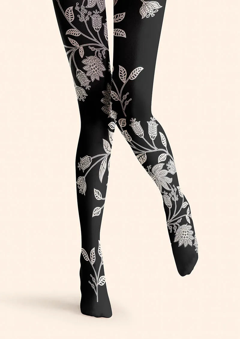 Viken Plan Floral pattern Midnight Bloom Tights Hosiery Pantyhose