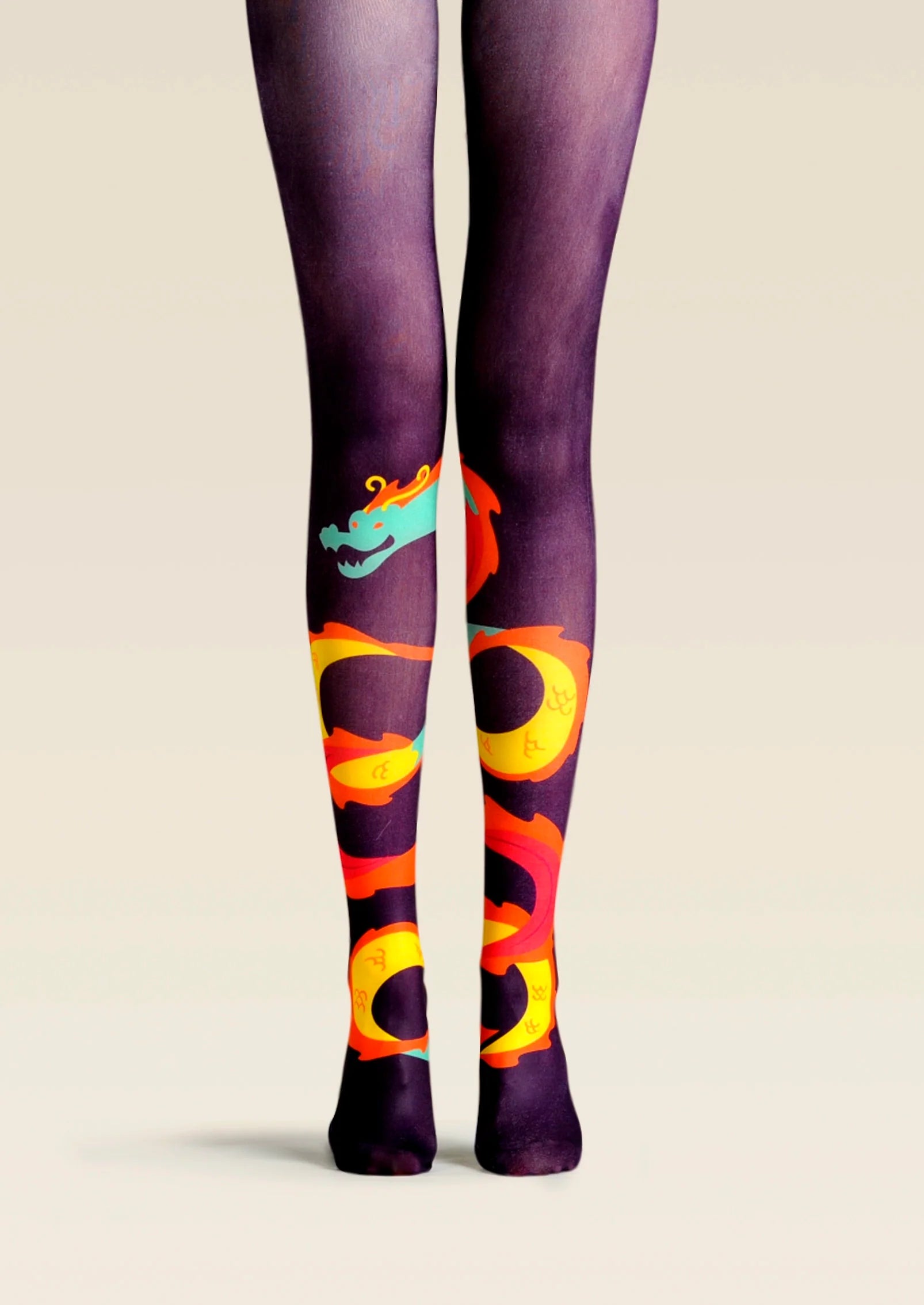 Viken Plan Fun Print Tights Art Pantyhose/Tights [Chir-dragon]