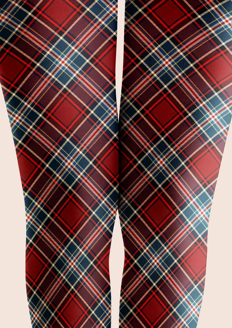 Viken Plan Christmas Classic Red Tartan Tights Hosiery Pantyhose