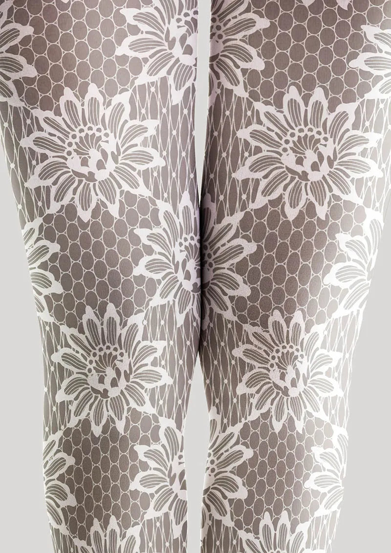 Viken Plan Lace Print Snowflake Lace Tights Hosiery Pantyhose