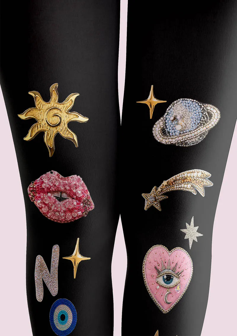 Viken Plan Fun Art  Fun Planet Tights Hosiery Pantyhose