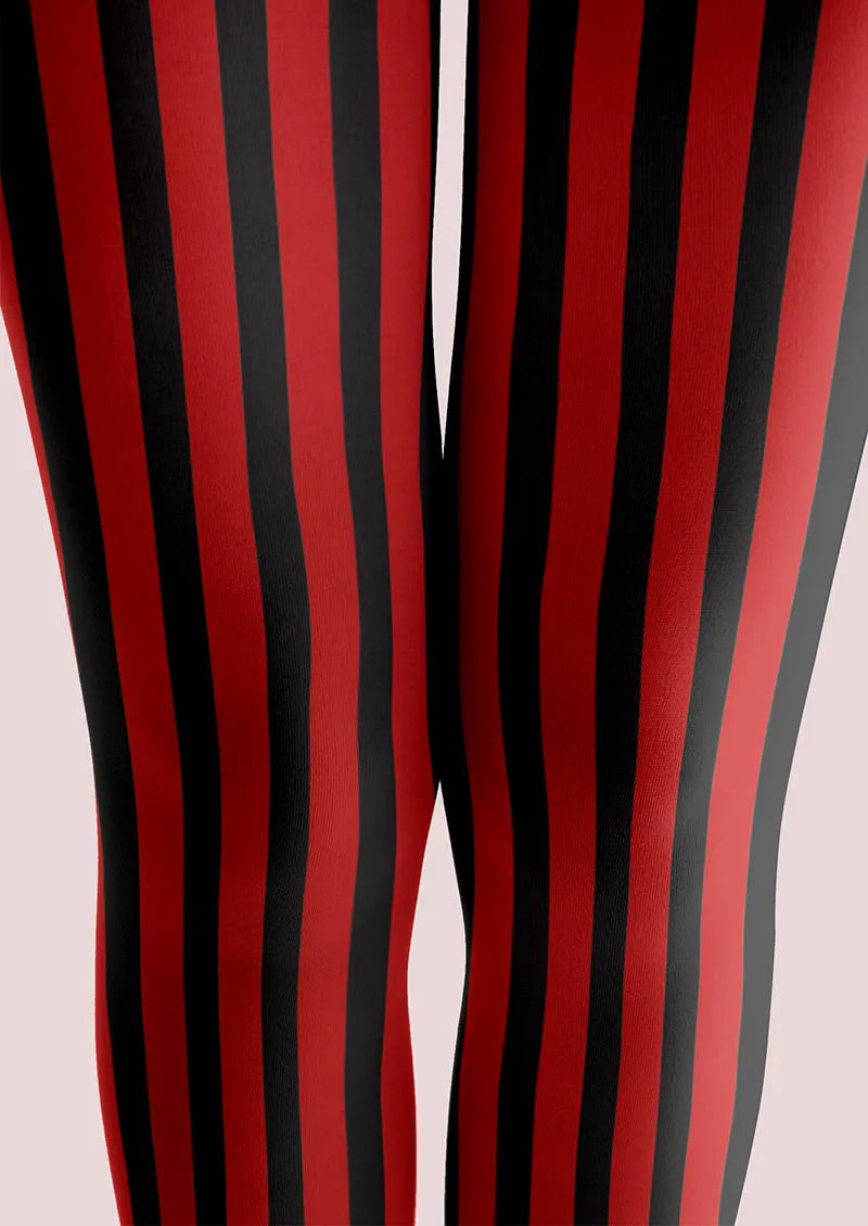 Viken Plan Electric Red Stripes Tights Hosiery Pantyhose