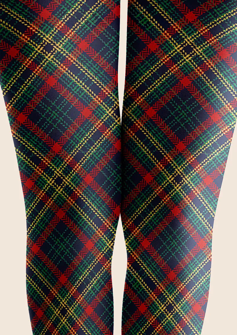 Viken Plan Christmas Emerald Tartan Chic Tights Hosiery Pantyhose