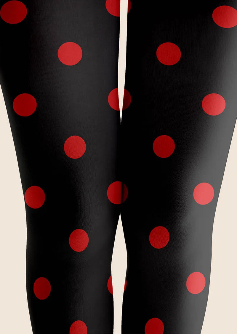 Viken Plan Christmas Retro Polka Red Tights Hosiery Pantyhose