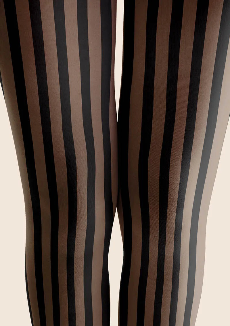 Viken Plan Mocha Vertical Stripes Tights Hosiery Pantyhose