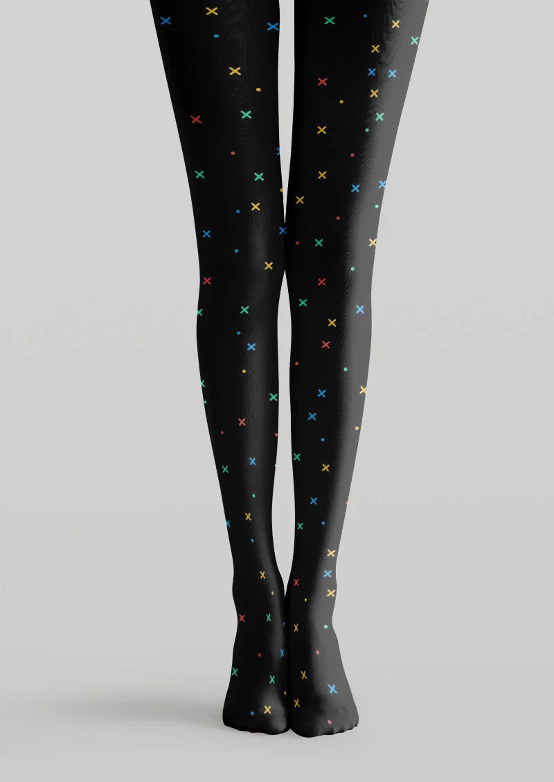 Viken Plan Color Speckle Dot Tights Hosiery Pantyhose