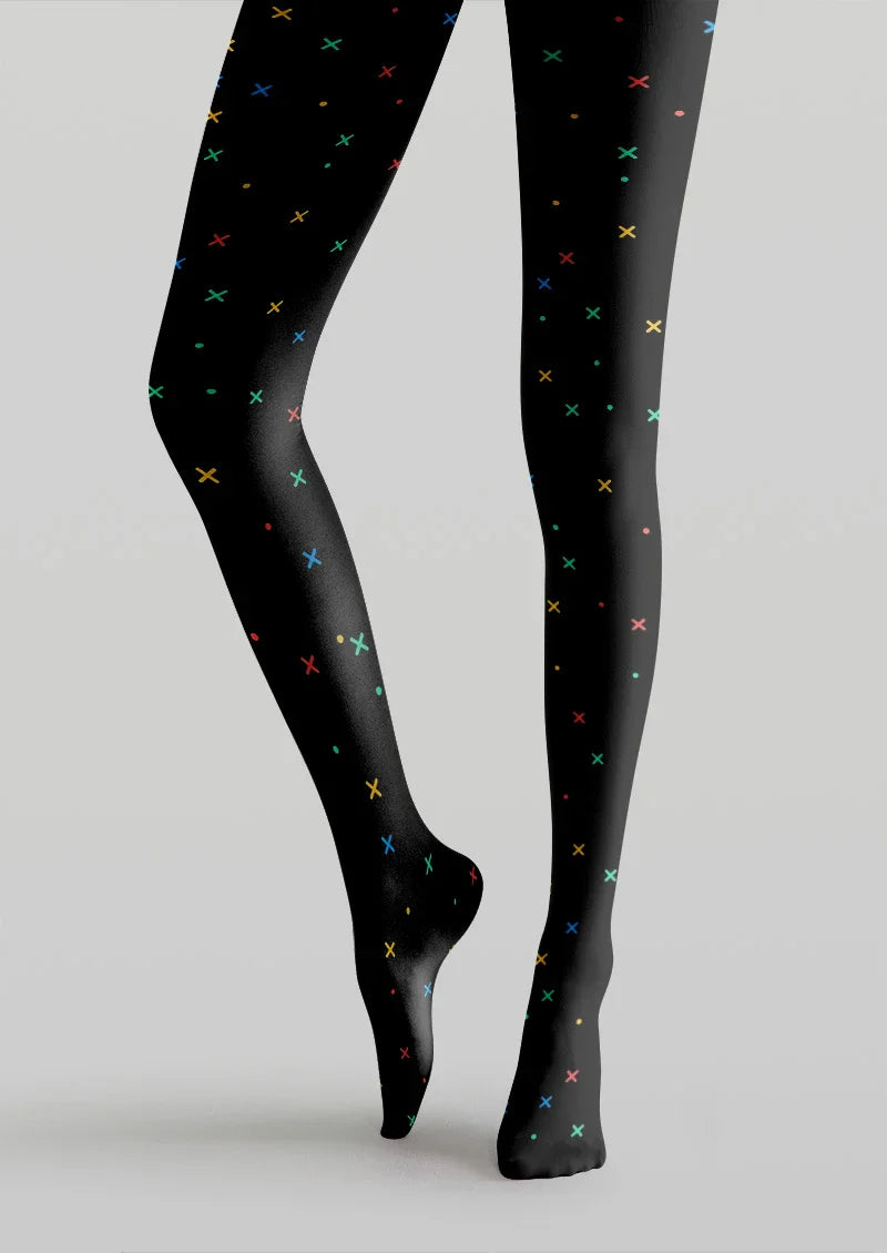 Viken Plan Color Speckle Dot Tights Hosiery Pantyhose