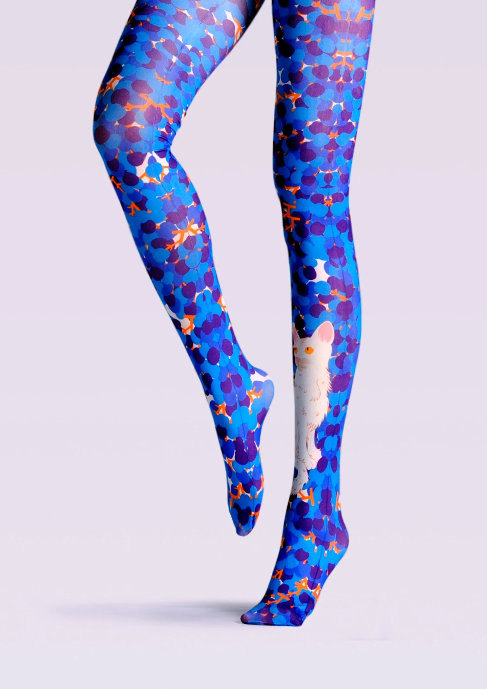 Viken Plan Fun art Print Tights Color Pantyhose/Tights [Cat in Purple vineyard]