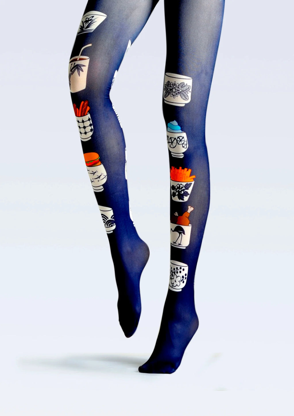 Viken Plan Ethnic art Print Tights Chinaware Pantyhose/Tights [Porcelain Family Bucket]