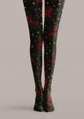 Viken Plan Gothic Rose Dark Floral Tights Hosiery Pantyhose