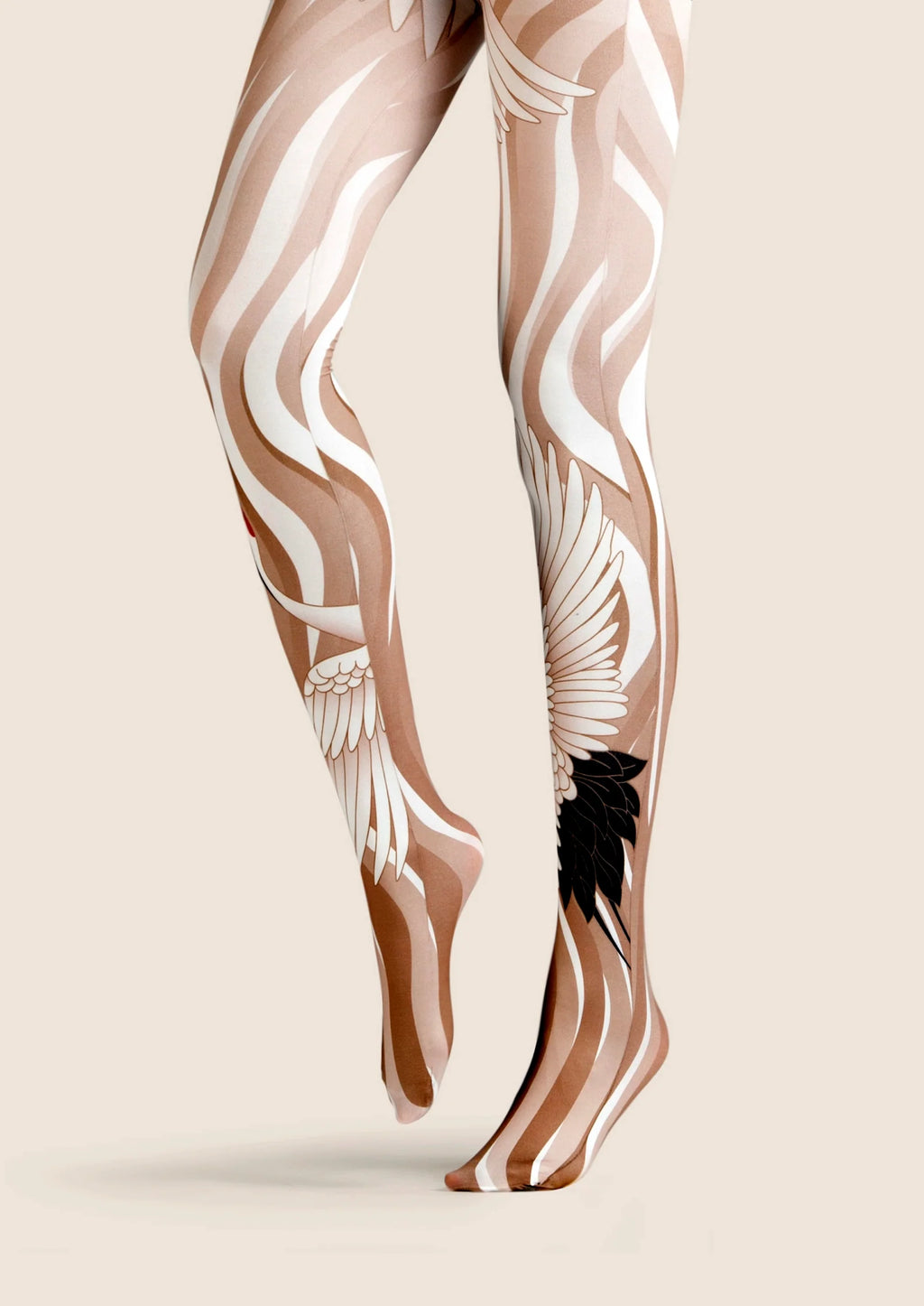 Viken Plan Golden Crane's Wings Unfurling Patterned Tights Hosiery Pantyhose